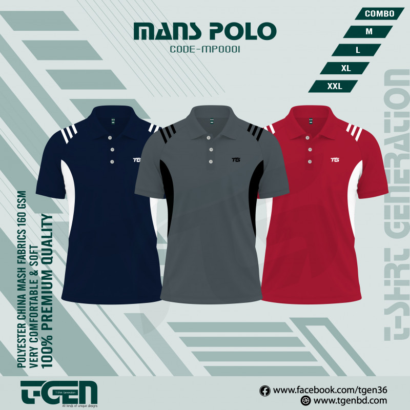 3Pc Premium Comfort Mash Polo T-Shirt Combo 