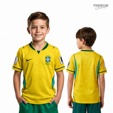 FIFA World Cup 2026 Brazil Kids Jersey | Premium Fan Edition