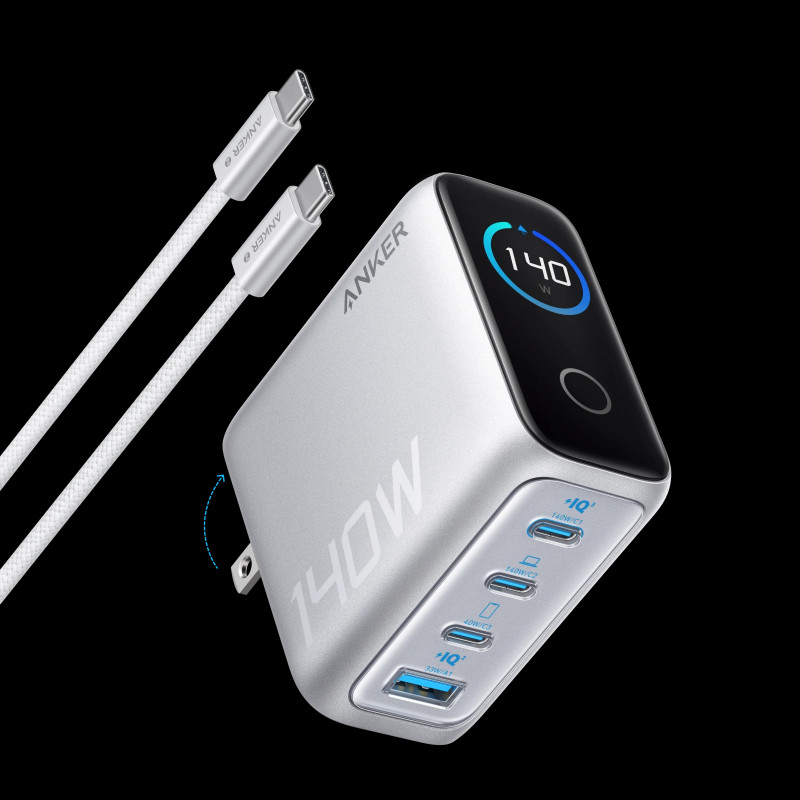 Anker Laptop Charger 140W, 4-Port, PD 3.1 with Touch Control, USB-C Cable (B2697)
