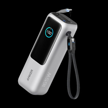 Anker Laptop Power Bank 25K mAh 165W, Built-In and Retractable Cables with Smart Display (A1695).