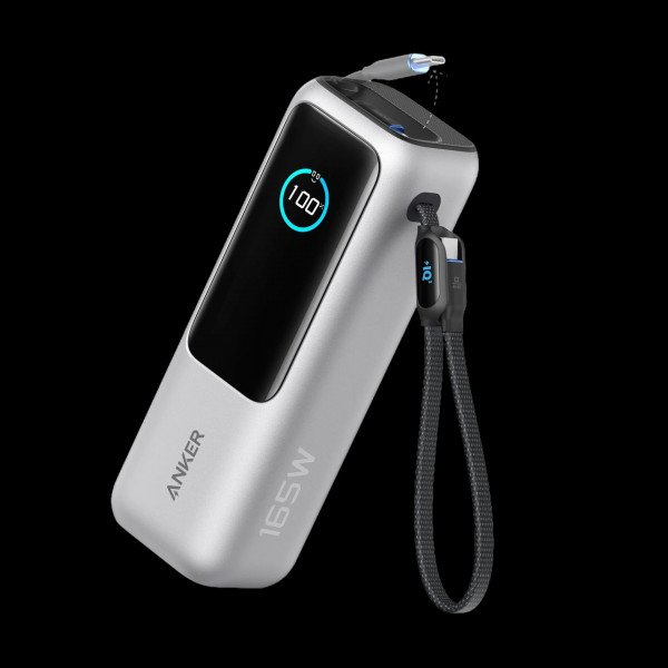 Anker Laptop Power Bank 25K mAh 165W, Built-In and Retractable Cables with Smart Display (A1695).