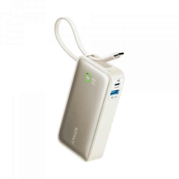 Anker Nano 10000mAh 30W Power Bank with Built-In USB-C Cable.