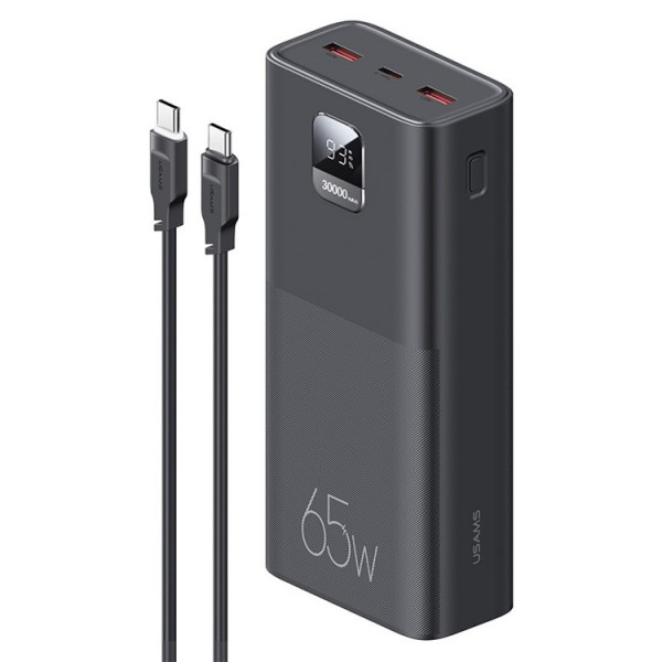USAMS-AT 65W Yattu Series Fast Charging Kit 30000mAh Power Bank with PD 100W Type-C to Type-C Cable.