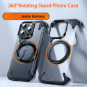 Creative Aluminum Metal Corner Bumper Frameless Phone Cover With Rotatable Ring Stand Phone Case for iPhone