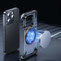 Creative Aluminum Metal Corner Bumper Frameless Phone Cover With Rotatable Ring Stand Phone Case for iPhone