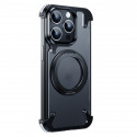 Creative Aluminum Metal Corner Bumper Frameless Phone Cover With Rotatable Ring Stand Phone Case for iPhone