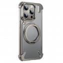 Creative Aluminum Metal Corner Bumper Frameless Phone Cover With Rotatable Ring Stand Phone Case for iPhone