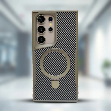 GScase Shockproof Carbon Fiber Pattern Case with Invisible Bracket Magsafe Supported For Samsung Galaxy Ultra Series