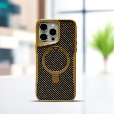 Luxury Carbon Fiber Kickstand Magsafe Case For Iphone 12 To  16 Pro Max