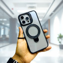 Premium Hard Rubber Bumper Camera & Magsafe Double Stand Case with Extra Lens Protector