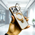 Premium Hard Rubber Bumper Camera & Magsafe Double Stand Case with Extra Lens Protector