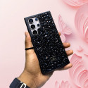 Swarovski Glossy Black Stone Side Bumper Rubber Case For Samsung Galaxy S24-Ultra S23-Ultra S22-Ultra
