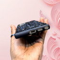Swarovski Glossy Black Stone Side Bumper Rubber Case For Samsung Galaxy S24-Ultra S23-Ultra S22-Ultra