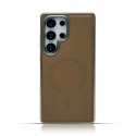 Luxury Business Plating Frame Leather Magnetic Wireless Charger Case For Samsung Galaxy S25 Ultra S24 Ultra