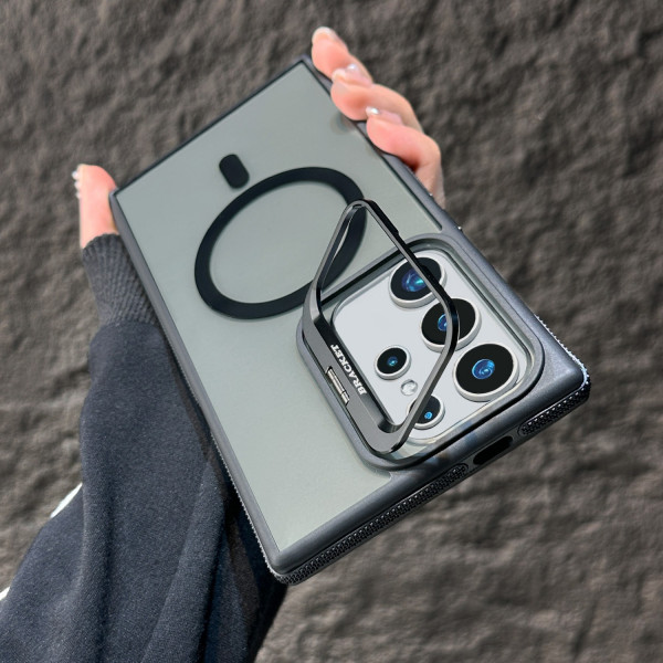  High-End anti-slip strip Contrast color lens holder magnetic Case For Samsung Galaxy Ultra Series 