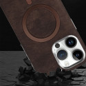 Suitable Plain Leather Electroplating Magnetic Wireless Charging Case For iPhone 
