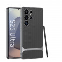 GKK Electroplating Leather Straw Mat Pattern Case For Samsung Galaxy Ultra Series  