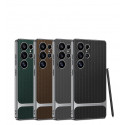 GKK Electroplating Leather Straw Mat Pattern Case For Samsung Galaxy Ultra Series  