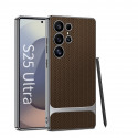 GKK Electroplating Leather Straw Mat Pattern Case For Samsung Galaxy Ultra Series  