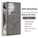 New Electroplating PU Leather Magnetic Case For Samsung S23 S24 S25 Ultra Wireless Charging Protective Cover