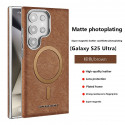 New Electroplating PU Leather Magnetic Case For Samsung S23 S24 S25 Ultra Wireless Charging Protective Cover