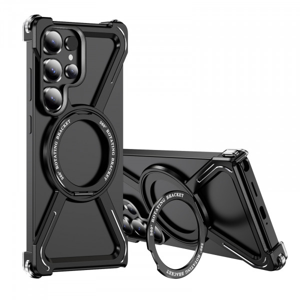 Aluminum Alloy Frameless Case With Rotatable Holder Magnetic Metal Case For Samsung