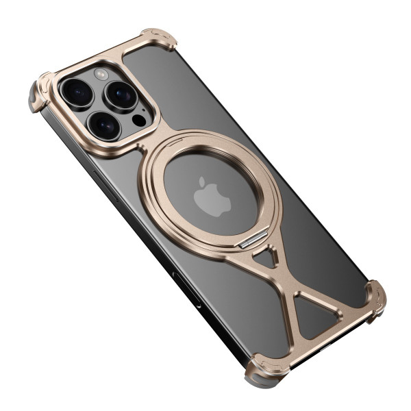 Aluminum Alloy Frameless Case With Rotatable Holder Magnetic Metal Case For iPhone 