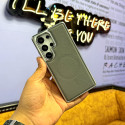 Luxury Business Plating Frame Leather Magnetic Wireless Charger Case For Samsung Galaxy S25 Ultra S24 Ultra