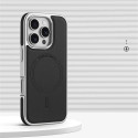 Luxury Business Plating Frame Leather Magnetic Wireless Charger Case for iPhone