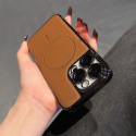 New Electroplating PU Leather Magnetic Case for iPhone With Glass Lens Film Shockproof Hard Cover