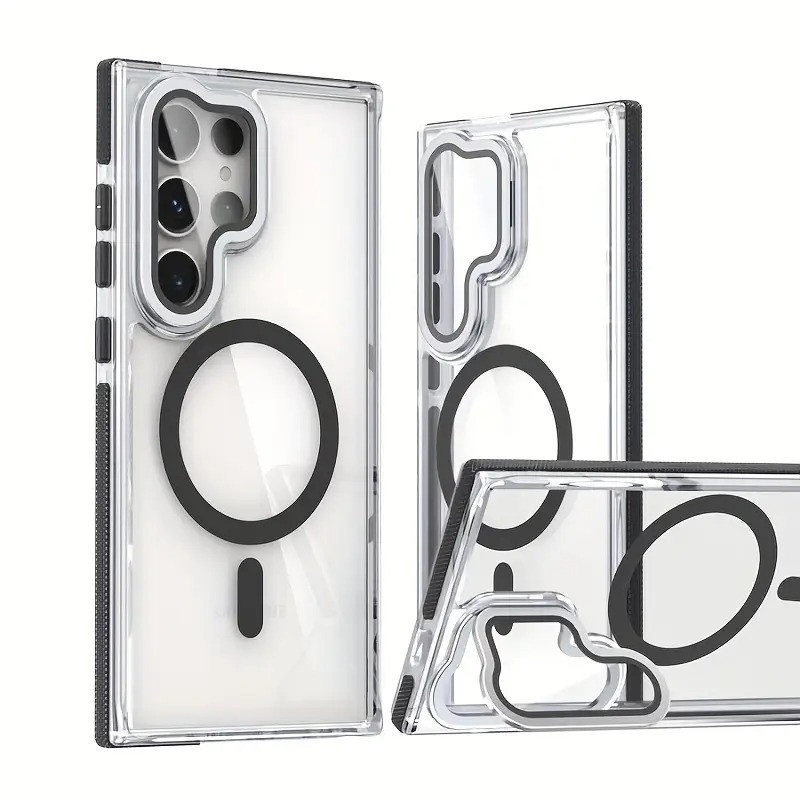 Anti Yellow Crystal Clear Camera Stand Windows Protective Case For Samsung Galaxy