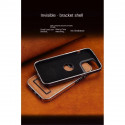 High-End Electroplating bracket Leather Case For iPhone 12 To 16 Pro Max 