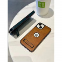 High-End Electroplating bracket Leather Case For iPhone 12 To 16 Pro Max 