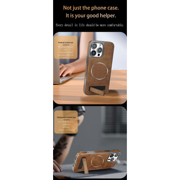  Jinduka Premium PU Leather Magsafe Supported Kickstand Hard Case For iPhone