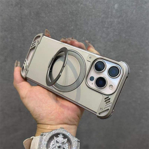 Luxury Armor Shockproof Metal Frame 360° Protective MagSafe Ring Holder Case for iPhone