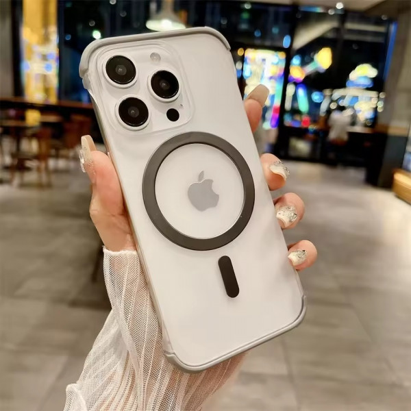 Luxury Frameless Slim Heat Radiation Airbag Bumper Matte Magsafe Supported Case for iPhone