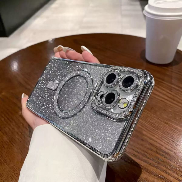 Luxury Glitter Magnetic Bling Ring Holder Magsafe Supported Case For iPhone