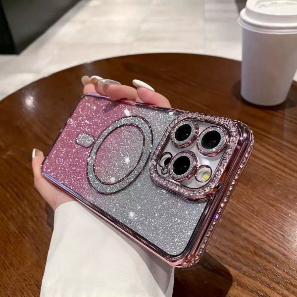 Luxury Glitter Magnetic Bling Ring Holder Magsafe Supported Case For iPhone