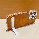 Luxury Plating PU Leather Fold Bracket Holder Phone Case For iPhone Electroplating Kickstand Shockproof Cover