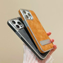 Luxury Plating PU Leather Fold Bracket Holder Phone Case For iPhone Electroplating Kickstand Shockproof Cover