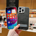 Luxury Plating PU Leather Fold Bracket Holder Phone Case For iPhone Electroplating Kickstand Shockproof Cover