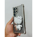 Luxury Silver Sparkle Glitter Glam Mirror Built-In Cat Ear Mirror Stand Case For Samsung Galaxy