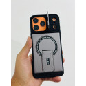 Premium Camera Lens Protector Mag Armor Slide Shield Magnetic Kickstand Case For iPhone