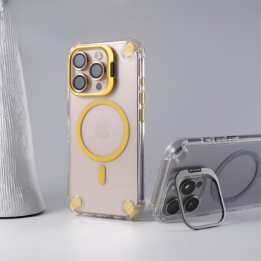 Transparent Acrylic Airbag Anti-knock Flip Camera Stand Holder Magsafe Case For iPhone