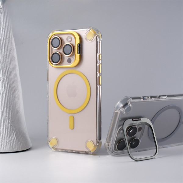 Transparent Acrylic Airbag Anti-knock Flip Camera Stand Holder Magsafe Case For iPhone
