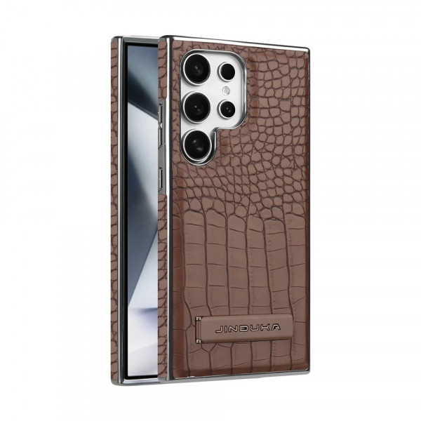 Crocodile leather magnetic charging suitable Kickstad Case For Samsung Galaxy  S25 Ultra  S24 Ultra  S23 Ultra