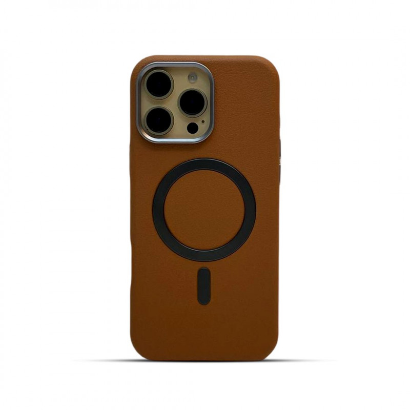 Metal Camera Frame Strong Magnetic PU Leather Case For iPhone 