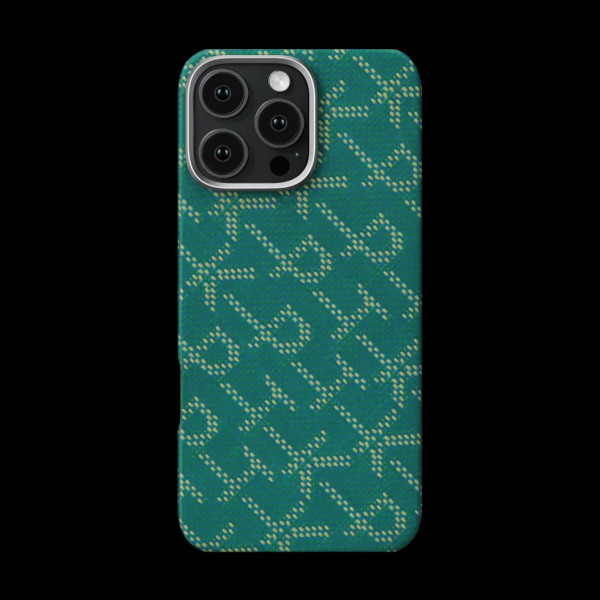 Pitaka Gold Green Classic Monogram Tactile Woven Case for iPhone 16 Pro & 16 Pro Max
