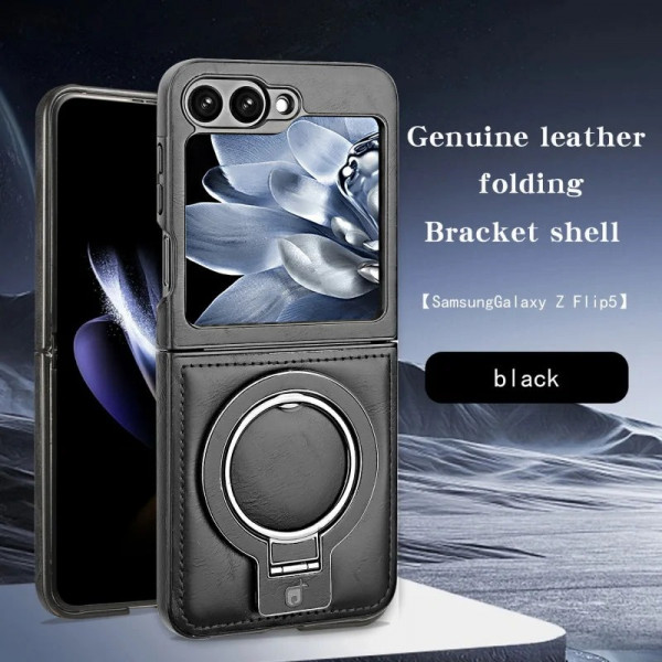 Luxury Leather Magnetic Case for Samsung Z Flip 6/5/4/3 – Shockproof & Wireless Charging Compatible