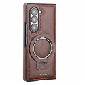 Luxury Leather Ring Holder Case for Samsung Z Fold 6/5/4 – Shockproof & Wireless Charging Compatible